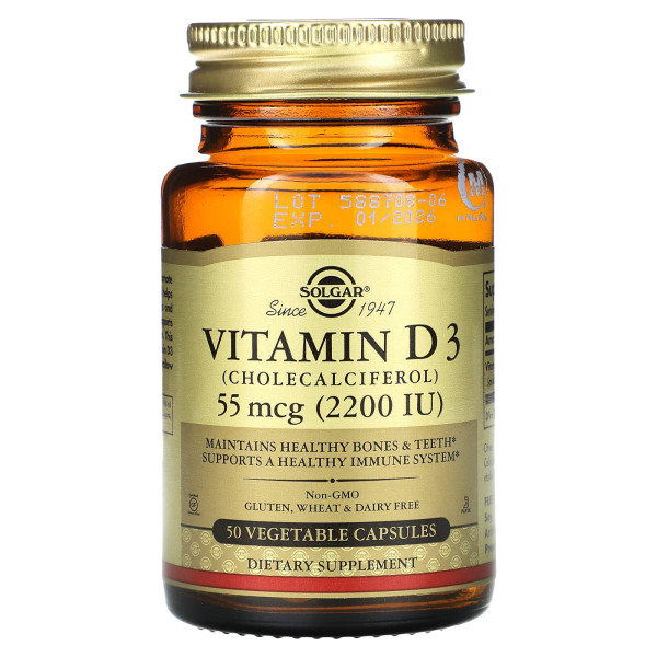 Вітамін D3 холекальциферол Solgar (Vitamin D3 Cholecalciferol) 2200 МО 50 капсул