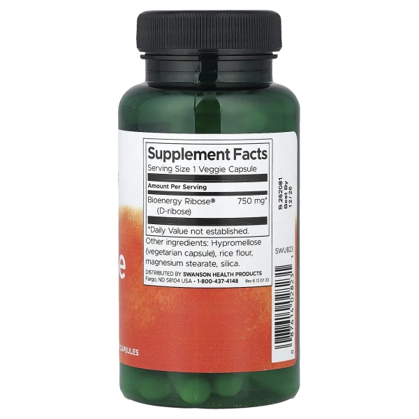 Д-Рибоза Swanson (Ribose) 750 мг 60 капсул