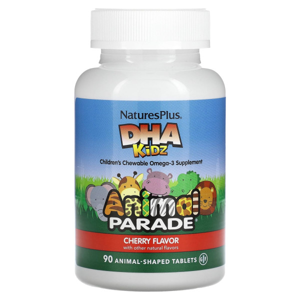 Риб'ячий жир для дітей Nature's Plus (DHA for kids, animal parade) 90 жувальних таблеток зі смаком вишні