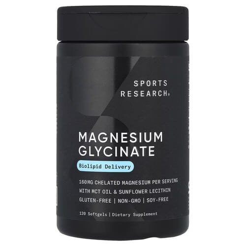 Глицинат магния 160 мг Sports Research (Magnesium Glycinate) 120 жидких капсул