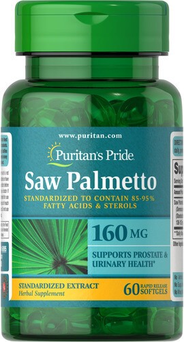 Стандартизований екстракт Со пальметто 160 мг Puritan's Pride (Saw Palmetto Standardized Extract) 60 рідких капсул