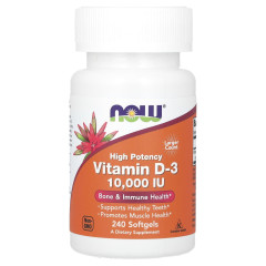 Високоефективний вітамін D3 NOW Foods (Vitamin D3) 10 000 МО 240 капсул