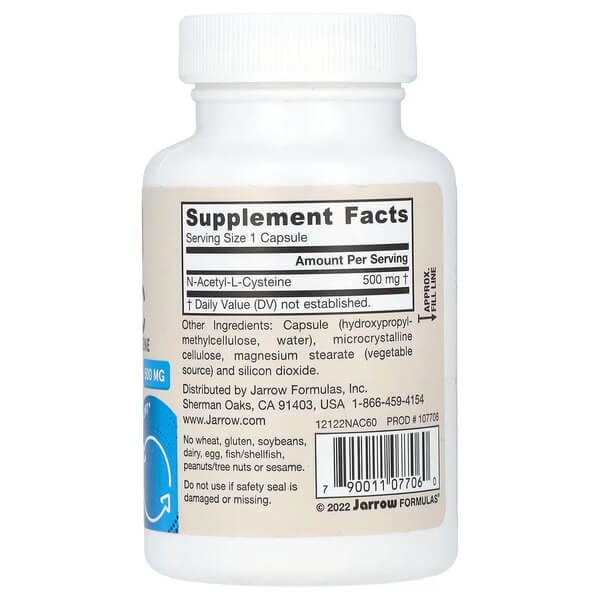 N-ацетил-L-цистеїн 500 мг Jarrow Formulas (N-A-C) 60 рослинних капсул