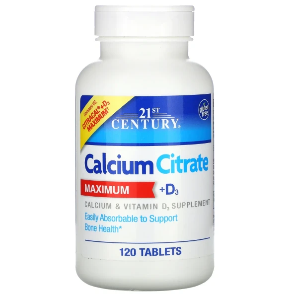 Цитрат кальцію і вітамін D3 21st Century (Calcium Citrate and Vitamin D3) максимальна ефективність 120 таблеток