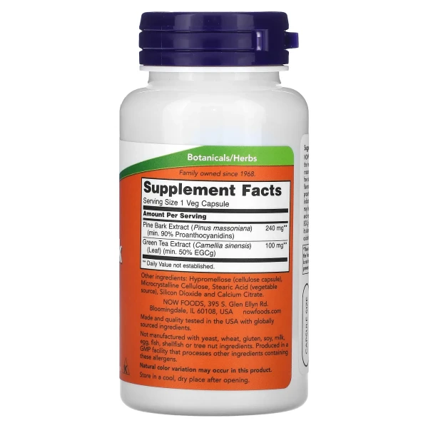 Экстракт сосновой коры Now Foods (Pine Bark Extract) 240 мг 90 капсул