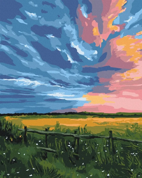 Картина за номерами Захід сонця на хуторі © Інна Шевякова  Brushme 40x50
