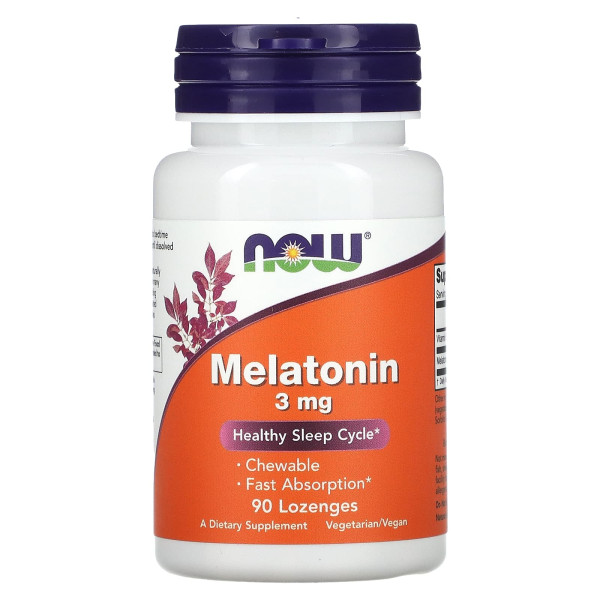 Мелатонін Now Foods (Melatonin) зі смаком м'яти 3 мг 90 льодяників