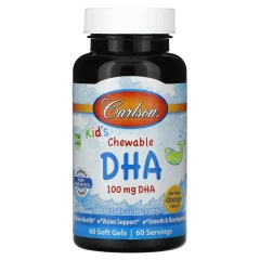 Риб'ячий жир для дітей Carlson (Kids Chewable DHA) 100 мг 60 капсул зі смаком апельсину