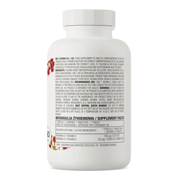Вітамін D3+K2 Ostrovit Vitamin D3+K2 90 таблеток