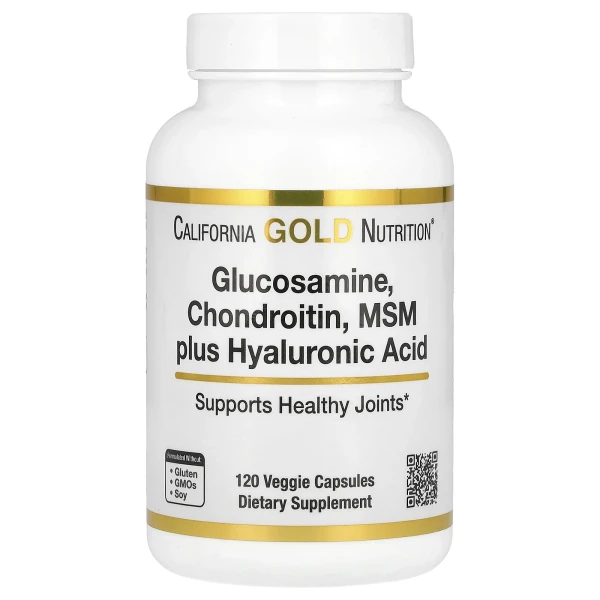California Gold Nutrition, глюкозамін, хондроїтин, МСМ і гіалуронова кислота, 120 рослинних капсул