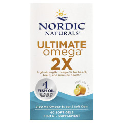 Nordic Naturals, Ultimate Omega 2X, омега-3 кислоти, з лимонним смаком, 2150 мг, 60 капсул (1075 мг у капсулі)
