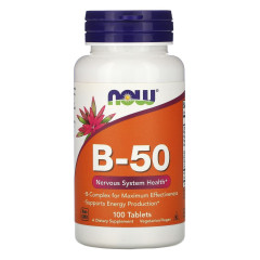 Вітаміни В-50 комплекс, Vitamin B-50, Now Foods, 100 таблеток