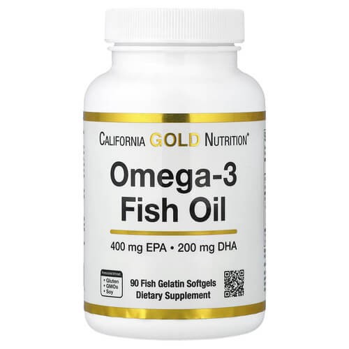 Рыбий жир Омега-3 в форме триацилглицеролов 1000 мг California Gold Nutrition (Omega-3 Fish Oil Triglyceride) 90 жидких капсул
