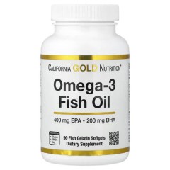 Риб'ячий жир Омега-3 у формі триацилгліцеролів 1000 мг California Gold Nutrition (Omega-3 Fish Oil Triglyceride) 90 рідких капсул