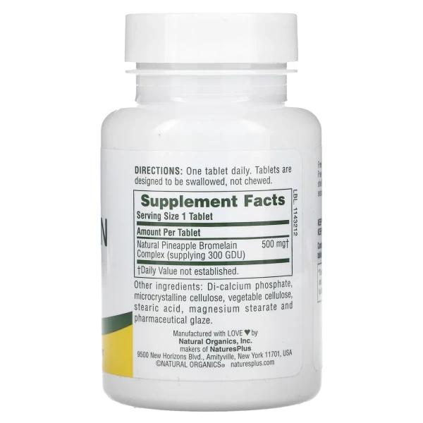 Бромелаїн NaturesPlus (Bromelain) 500 мг 60 таблеток