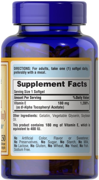 Вітамін E 400 МО Puritan's Pride (Vitamin E-400 IU) 250 рідких капсул