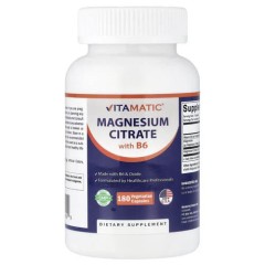 Цитрат магнію з вітаміном B6 Vitamatic (Magnesium Citrate with B6) 180 рослинних капсул
