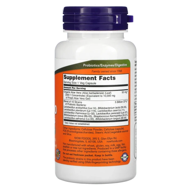 Алоэ вера и пробиотики Now Foods (Aloe 10000 and Probiotics) 60 капсул