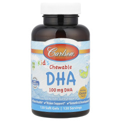 Риб'ячий жир для дітей Carlson (Kids chewable DHA) 120 жувальних таблеток зі смаком апельсину