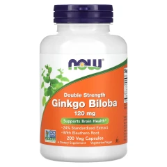 Гінкго білоба подвійної сили дії NOW Foods (Extra Strength Ginkgo) 120 мг 200 рослинних капсул