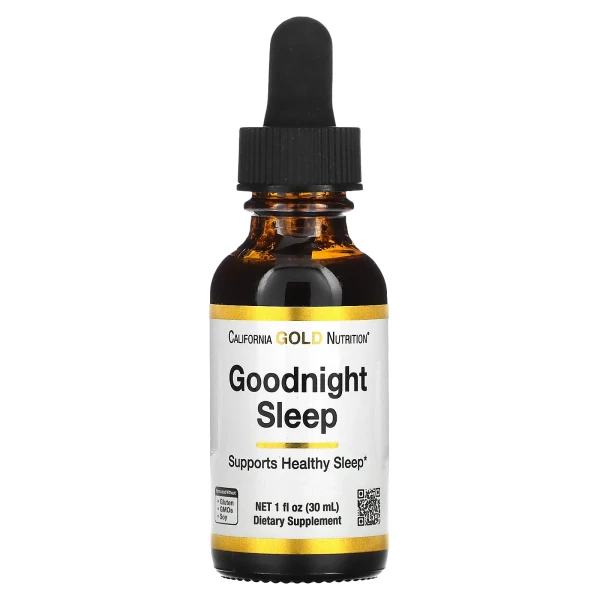 Средство для спокойного сна California Gold Nutrition (Goodnight Sleep) 30 мл со смесью молочного овса, зверобоя, шлемника и пассифлоры