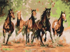 Преміум картина за номерами Табун коней Brushme 40x50