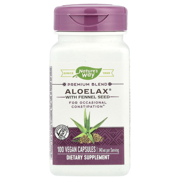 Алоелакс з насінням фенхелю Nature's Way (Aloelax with fennel seed) 340 мг 100 капсул