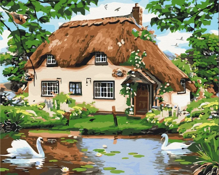 Картина за номерами Сільський будиночок  Brushme 40x50