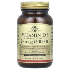 Витамин D3 холекальциферол Solgar (Vitamin D3 Cholecalciferol) 5000 МЕ 120 капсул