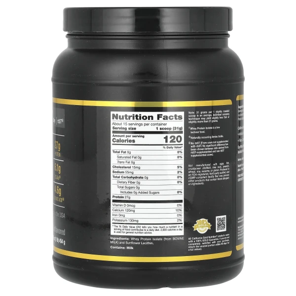 Изолят сывороточного протеина California Gold Nutrition (Whey Protein Isolate) 454 г