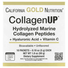 Пептиди морського колагену з гіалуроновою кислотою та вітаміном C California Gold Nutrition (CollagenUp) 10 пакетиків