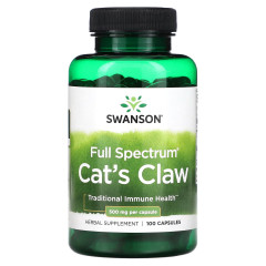 Swanson, Full Spectrum, котячий кіготь, 500 мг, 100 капсул