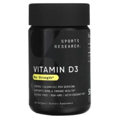 Витамин D3 250 мкг (10000 МЕ) Sports Research (Vitamin D3) 120 жидких капсул